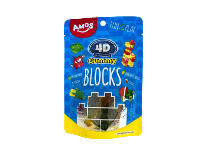 Guminukai AMOS BLOCKS, vaisių skonio, 72 g