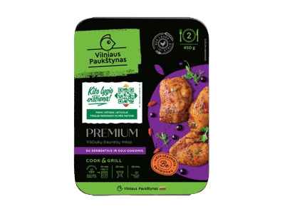 Viščiukų šlaunelių mėsa PREMIUM su serbentais, ožerškių uog., 500 g