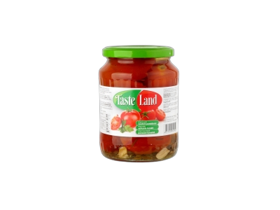 Marinuoti raudonieji pomidorai TASTE LAND, 660 g / 360 g