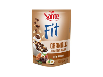 Granola SANTE FIT, su riešutais ir kakava, 300 g