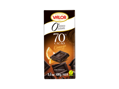 Becukris Juodas šokoladas VALOR 70% su apelsinais, 100 g