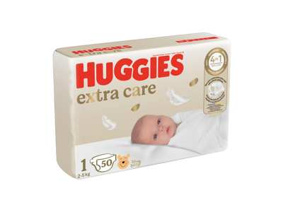 Sauskelnės HUGGIES EXTRA CARE 1, 2-5 kg, 50 vnt.