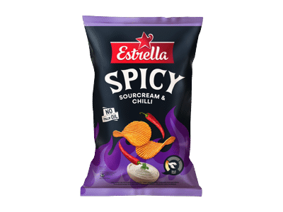 Bulvių traškučiai ESTRELLA SPICY, griet. ir aitr. papr. sk., 115 g