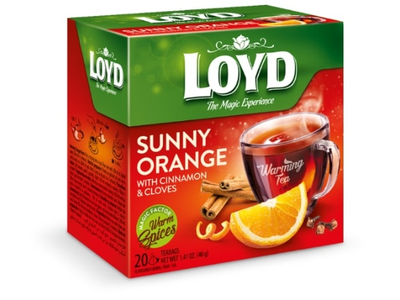 Žaliosios arbatos gėrimas LOYD Warming, apelsinų cinamono ir gvazdikėlių skonio, 20 x 2g