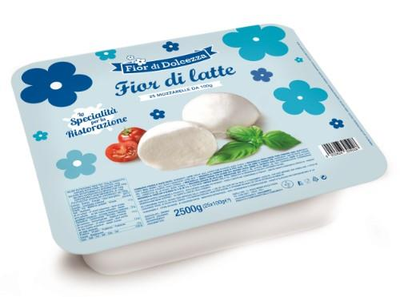 Sūris Mozzarella Fior di Latte FIOR DI DOLCEZZA, plastikiniame lovelyje, 2,5 kg, (25x100g)