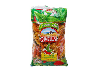 Makaronai DIVELLA FUSILLI Nr. 40 (spalvoti sraigteliai), 500 g