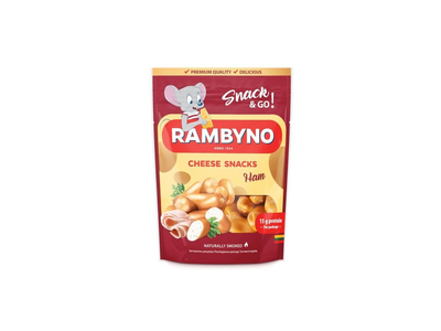 Lydytas rūkytas sūrio užkandis rambyno su kumpiu, 45% rieb.s.m., fas. 75g