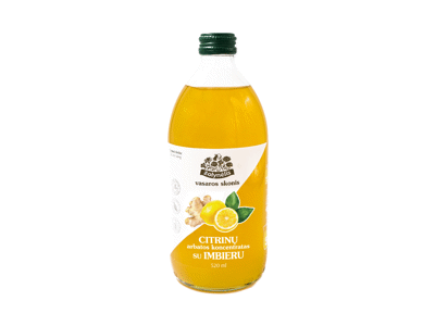 Citrinų ir imbierų arbatos koncentratas ŽOLYNĖLIS, 520 ml