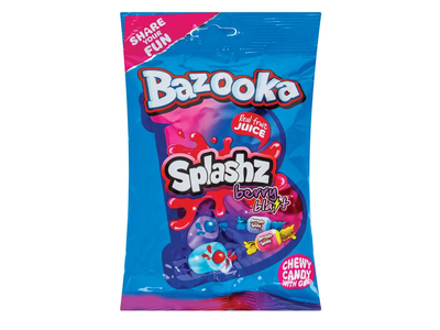 Kramtimieji saldainiai BAZOOKA SPLASHZ BERRY BLAST, 120 g