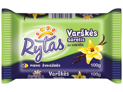 Varškės sūrelis RYTAS, su vanile, 8%,100 g