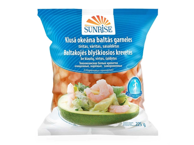 Šaldytos baltakojės blyškiosios krevetės SUNRISE, 225 g