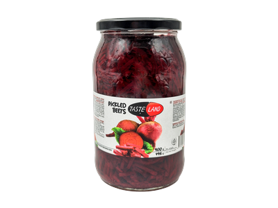 Marinuoti burokėliai TASTE LAND, pjaustyti šiaudeliais, 900 g / 495 g