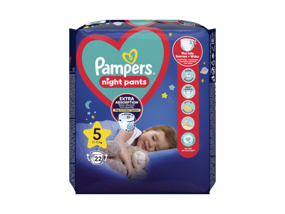 Sauskelnės-kelnaitės PAMPERS Night Pants, Value Pack, 5 dydis, 22 vnt.