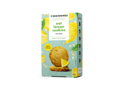 Citrininiai avižiniai sausainiai BEGGININGS, 80 g
