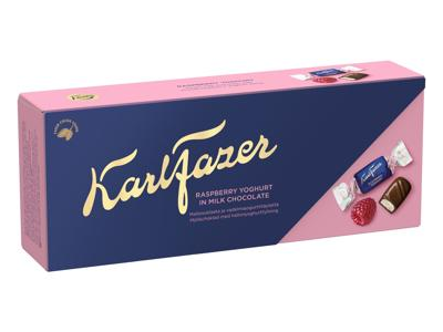 Saldainiai KARL FAZER su avietinio jogurto skonio įdaru, 250 g