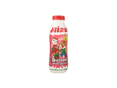 Sterilizuotas braškinis pieno gėrimas MIAU, 2,3 % rieb., 0,45 l