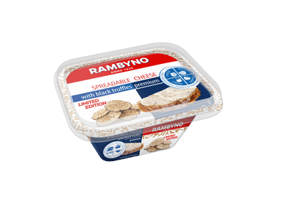 Lydytas tepamas sūrelis RAMBYNO, su juodaisiais trumais,  50% rieb., 160 g