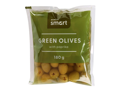 Žal. alyv. su papr. RIMI SMART, 180 g / 80 g