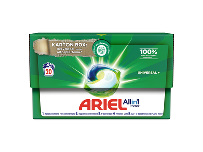 Skalbimo kapsulės ARIEL Universal+, 20 skalb.