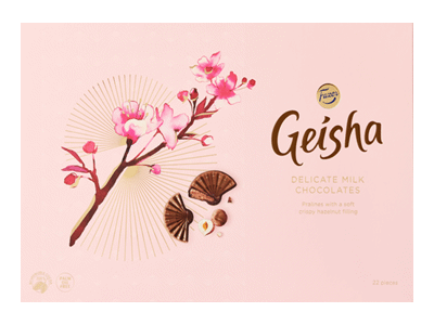Pieninio šokolado saldainiai GEISHA su lazdynų riešutų įdaru, 185 g