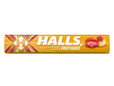 Ledinukai HALLS, persikų skonio, 45 g