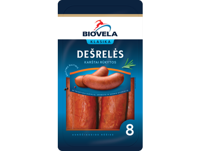 Karštai rūkytos dešrelės BIOVELA, A.R., 570 g
