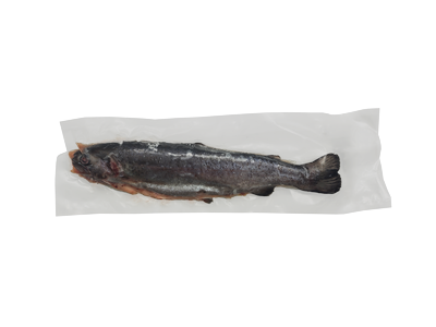 Šaldytas vaivorykštinis upėtakis. su galva, skrostas, vakuume, ~400g