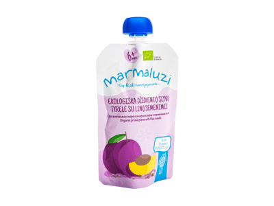 Ekol. džiov. slyvų tyrelė MARMALUZI su linų sėmen. (6+ mėn.), 90 g