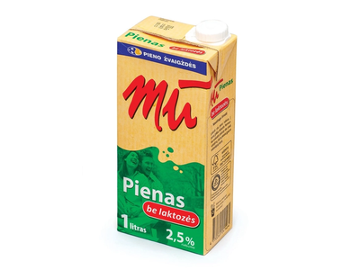 UAT pienas be laktozės MŪ, 2,5% rieb., 1 l