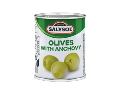Žaliosios alyvuogės SALYSOL, įdarytos ančiuviais, 120g/ 50g