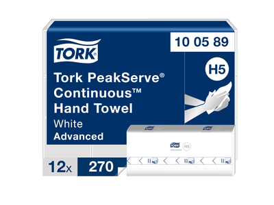 Popieriniai rankšluosčiai TORK PeakServe H5,Advanced, 1sl. baltos spalvos, 270 lapelių, 100589