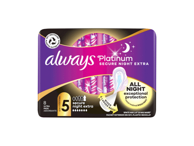 Higieniniai paketai ALWAYS Platinum Extra Secure Night, S5, 8 vnt.