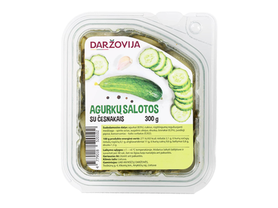 Agurkų salotos DARŽOVIJA, su česnakais, 300 g
