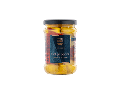 Sūriu įdarytos aitriosios paprikos WELL DONE PREMIUM, rapsų aliejuje, 250 g