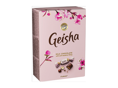 Pieninio šokolado saldainiai GEISHA su lazdynų riešutų įdaru, 150 g