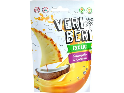 Vaisinės ananasų ir kokosų juostelės  VERI BERI Exotic, 50 g