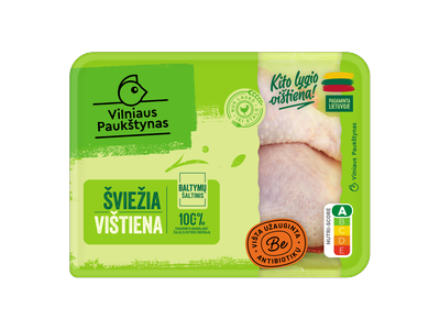 Švieži viščiukų broilerių ketvirčiai, užauginta be antibiotikų, ~700 g