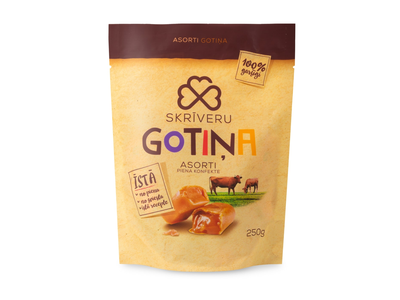 Pieniški saldainiai Karvutė, asorti, 250 g
