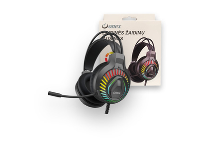 Laidinės žaidimų ausinės USB+3,5mm ONEX, art. H018, 1 vnt.