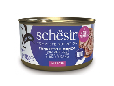 Kačių ėdalas SCHESIR CAT, su tunu ir jautiena, pilnavertis. 85 g