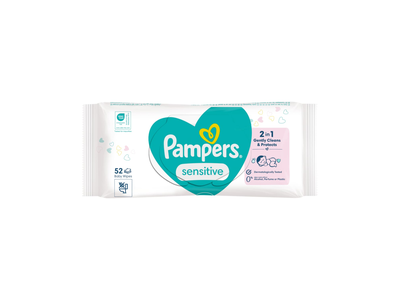 Kūdikių servetėlės PAMPERS Sensitive, Plastic Free, 52 vnt.