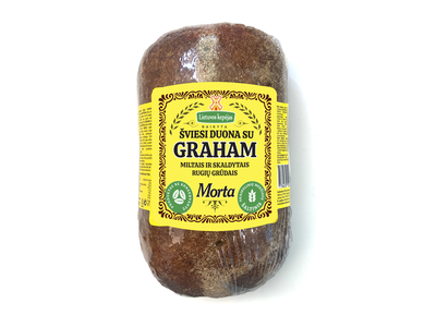 Šviesi duona MORTA, su GRAHAM miltais ir skaldytais rugių grūdais, 450g