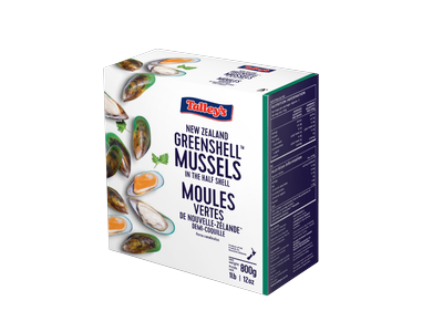 Šaldytos rantuotosios midijos Talley's,su puse kiauto,30/45,800 g