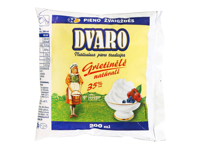DVARO grietinėlė, 35 % rieb., 200 ml
