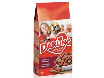 Sausas visavertis pašaras šunims DARLING, su mėsa ir daržovėm, 3 kg