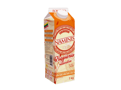 Natūralus rūgpienis ROKIŠKIO NAMINIS, 3,5% rieb., 1kg
