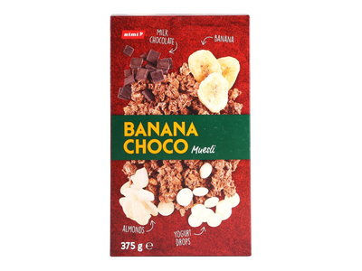 Dribsniai su šokoladu ir bananais RIMI, 375 g