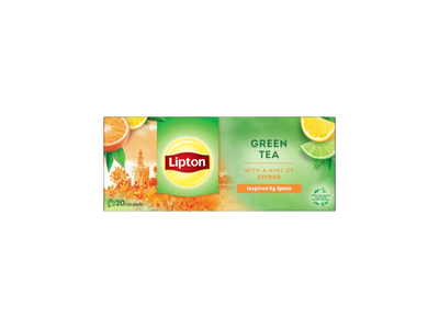 Žalioji arbata LIPTON, citrusinių vaisių sk., 20 vnt., 26 g