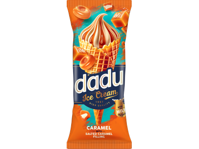 Karameliniai grietininiai ledai DADU su sūrios karamelės įdaru, 150ml