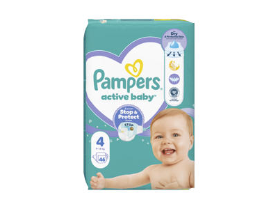 Sauskelnės PAMPERS Active Baby, Value Pack Minus, 4 dydis, 46 vnt.